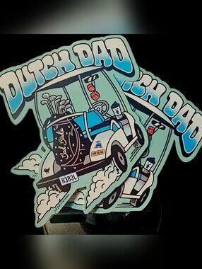 Set of 2✌️Dutch Bros Limited Edition Father's Day Stickers Golf Cart Theme Nwt